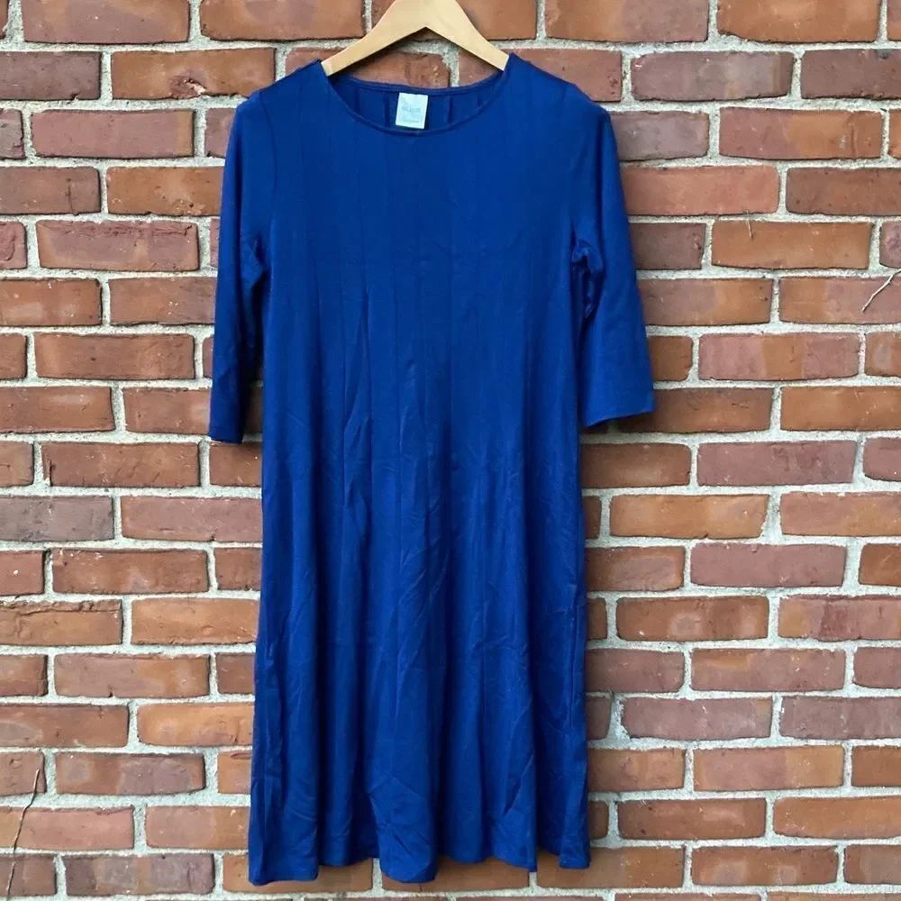 BLAIR Navy Pleated Half Sleeve Pullover Dress